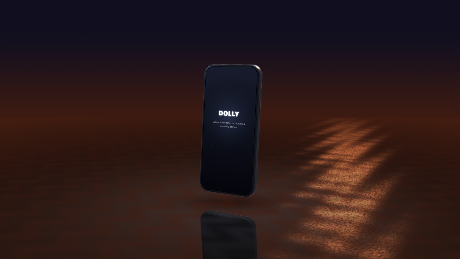 A phone over rippling water at dusk with a glittering sun path